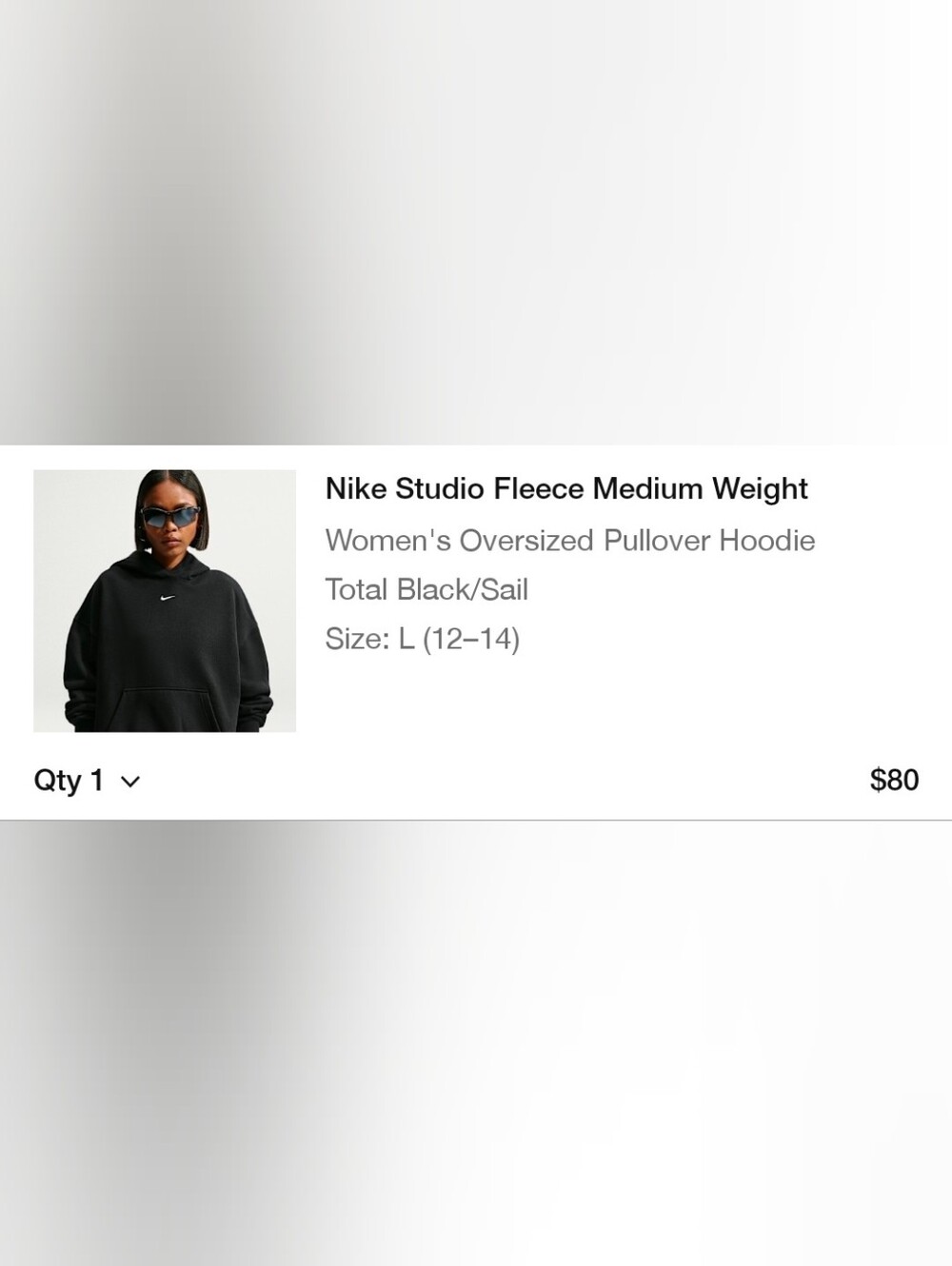 Nike Studio Fleece Women's Oversized Pullover Hoodie - Black/Sail- NWOT